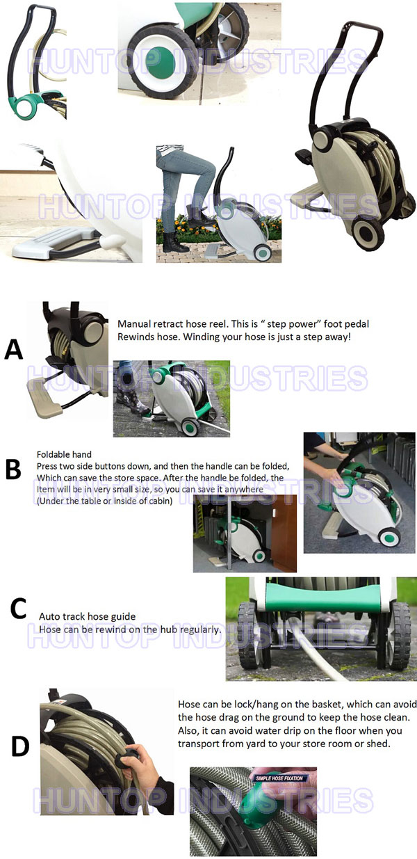 Easy Wind Garden Hose Reel with Hose